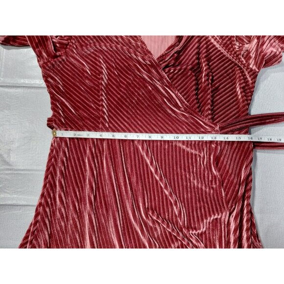 Baltic Born Ribbed Velvet Maxi True Wrap Dress XL Flowy Long Burgundy Formal - Picture 8 of 11